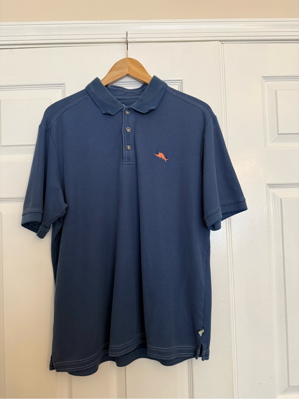 Tommy Bahama Navy Polo with Coral Fish Emblem